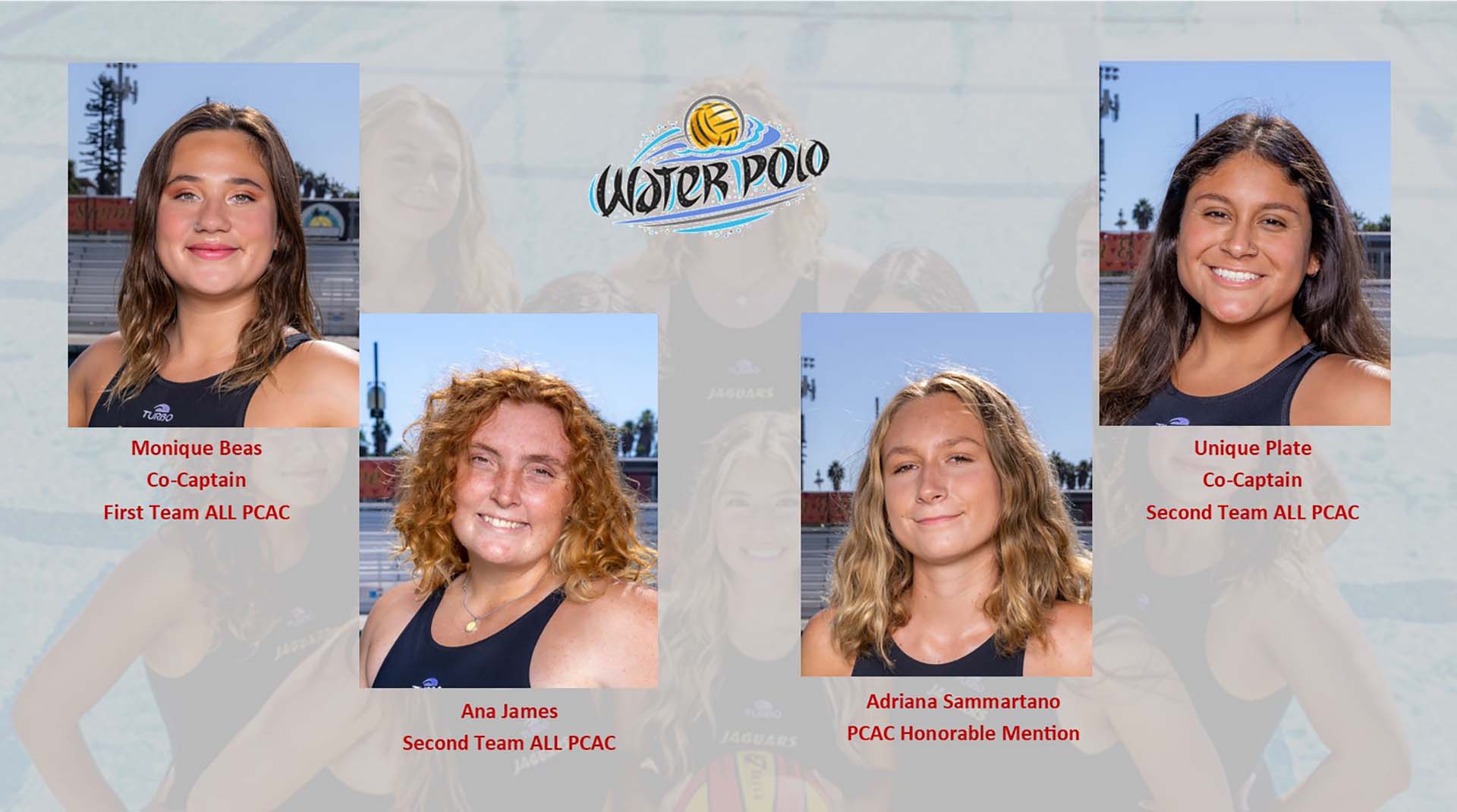 Water Polo players Beas, Plata, James and Sammartano receives pcac honors